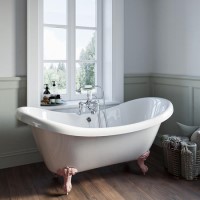 Freestanding Double Ended Roll Top Bath with Pink Feet 1750 x 740mm - Park Royal Freestanding Double Ended Roll Top Bath with Pink Feet 1750 x 740mm - Park Royal