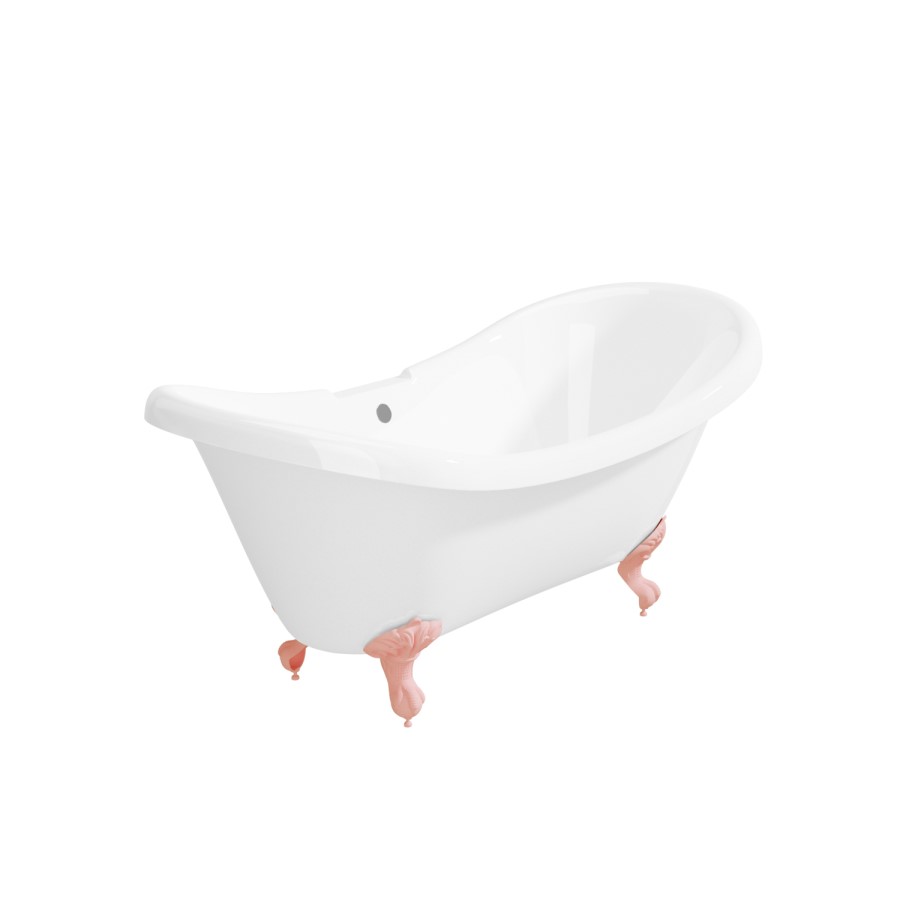 Freestanding Double Ended Roll Top Bath with Pink Feet 1750 x 740mm - Park Royal