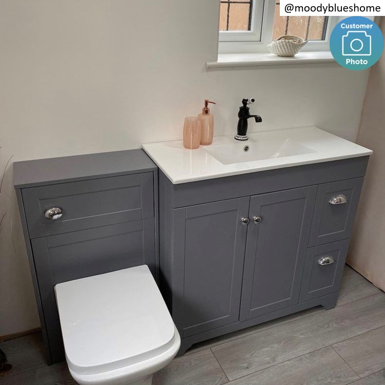 1400mm Grey Toilet and Sink Unit with Square Toilet- Baxenden - Better ...