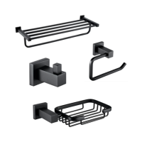 Black 4 Piece Bathroom Accessory Set - Arissa Black 4 Piece Bathroom Accessory Set - Arissa