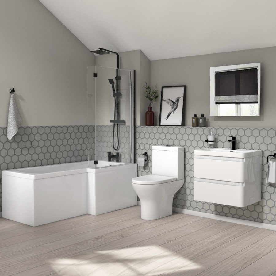 3 Piece Matt Black Bathroom Accessory Set - Arissa