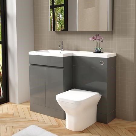 Grey Vanity Unit And Back To Wall, Toilet And Sink Vanity Unit 1400mm