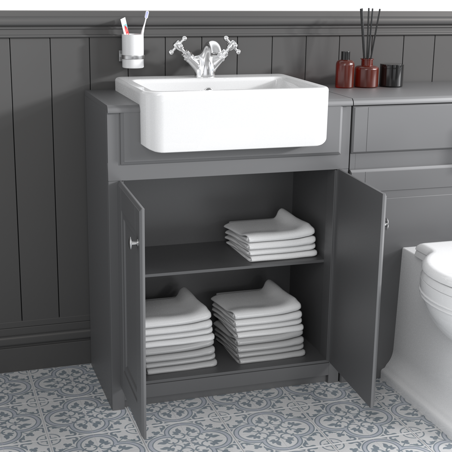 667mm Grey Freestanding Vanity Unit With Basin Westbury Better Bathrooms