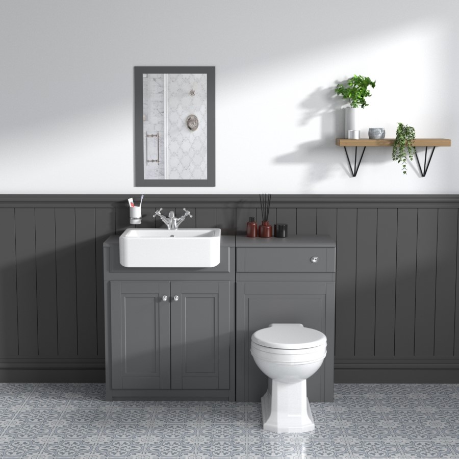 Toilet and Basin Combination Unit - 2 Door - Grey - Traditional- Westbury