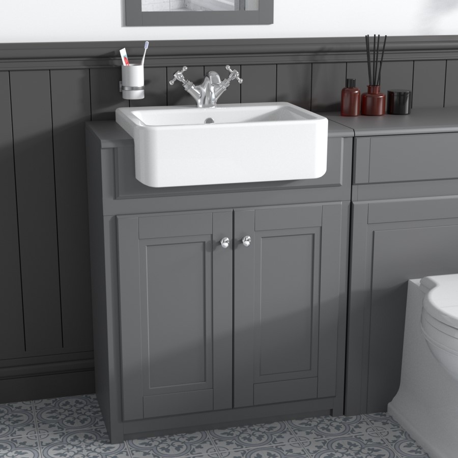 Toilet and Basin Combination Unit - 2 Door - Grey - Traditional- Westbury