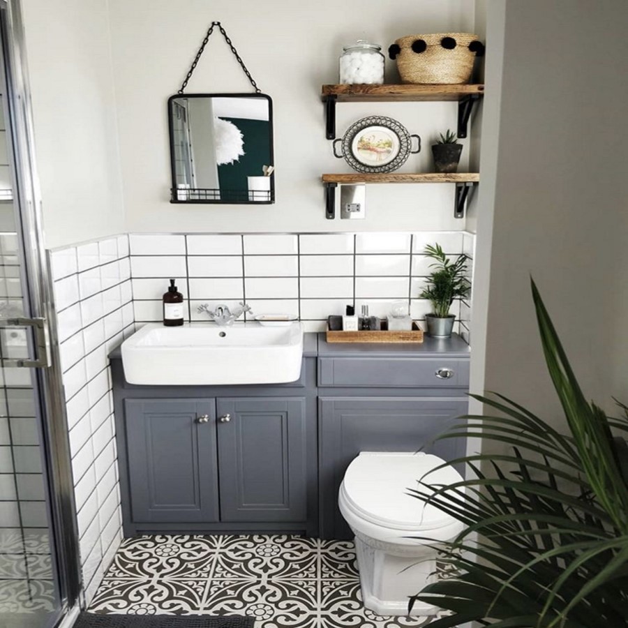 Toilet and Basin Combination Unit - 2 Door - Grey - Traditional- Westbury