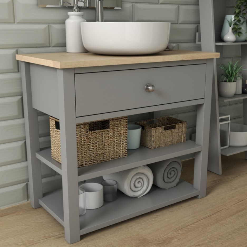 840mm Open Storage Vanity Unit with Arabella Countertop Basin Whitby