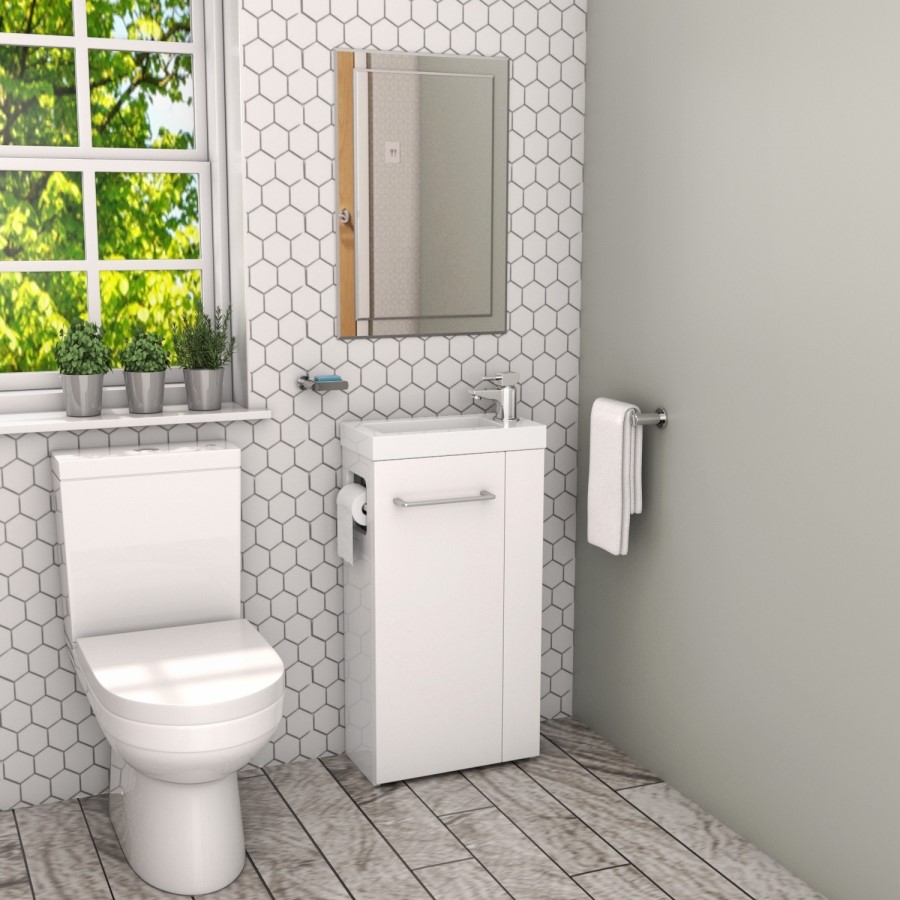 440mm White Cloakroom Vanity Unit with Basin - Virgo