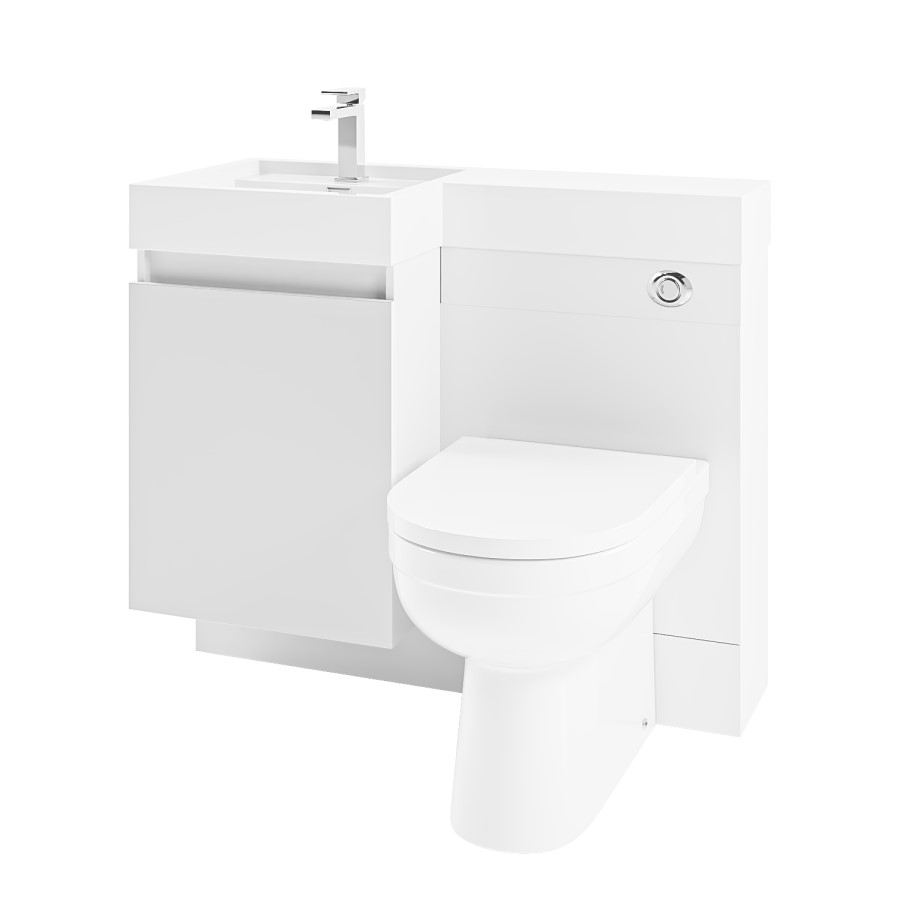 Grade A1 - 900mm White Toilet and Sink Unit Left Hand with Round Toilet - Agora