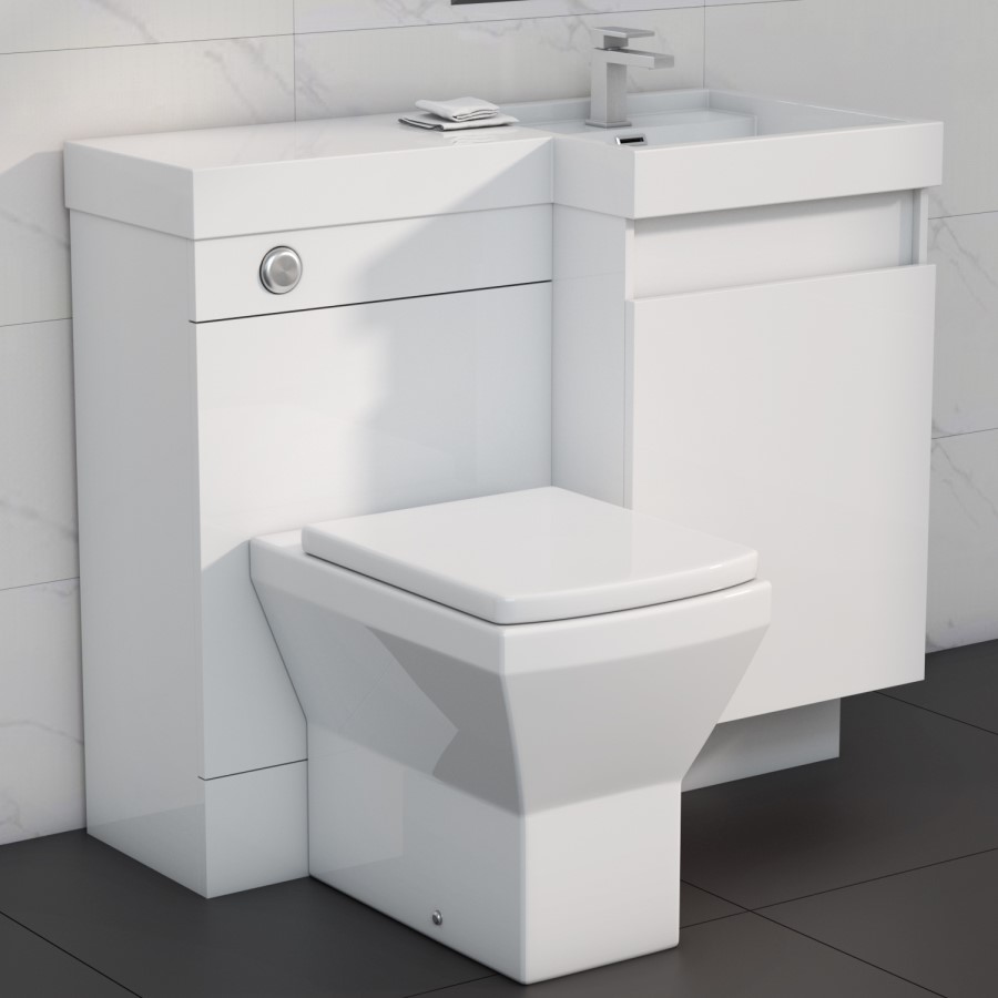 900mm White Toilet and Sink Unit Right Hand with Square Toilet- Agora