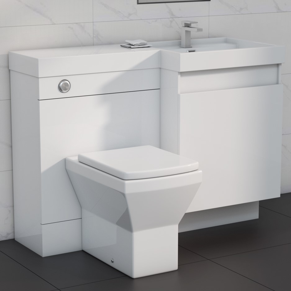 1200mm Toilet and Basin Combination Unit 2 Drawers White Right