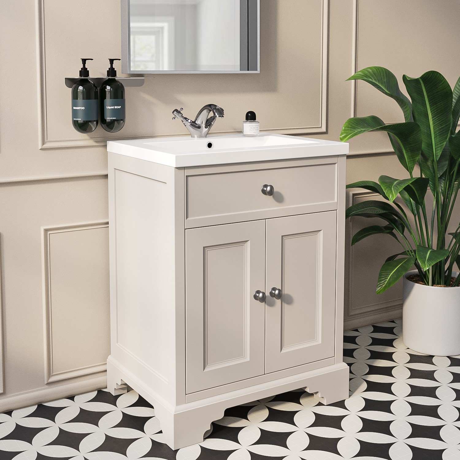 Grade A1 - 610mm White Freestanding Vanity Unit with Basin - Burford ...