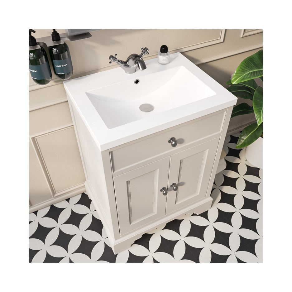 600mm Chalk White Traditional Basin Vanity Unit Burford Better
