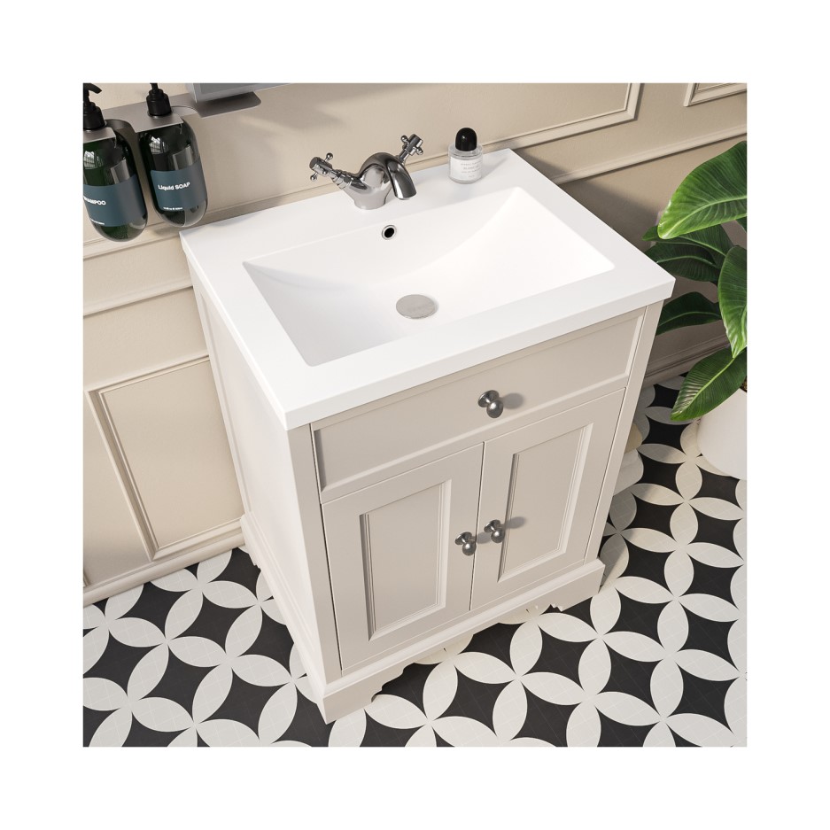 600mm White Freestanding Vanity Unit With Basin Burford Better