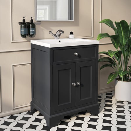 610mm Grey Freestanding Vanity Unit with Basin - Burford - Better Bathrooms