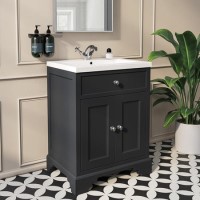 610mm Grey Freestanding Vanity Unit with Basin - Burford