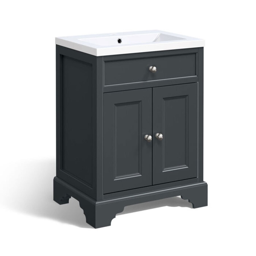 610mm Grey Freestanding Vanity Unit with Basin - Burford