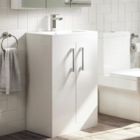 Grade A2 - 500mm White Freestanding Vanity Unit with Basin and Chrome Handles - Ashford