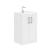 600 mm White Freestanding Vanity Unit with Basin and Chrome Handles - Ashford