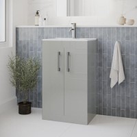 600mm Grey Freestanding Vanity Unit with Basin and Chrome Handles - Ashford 600mm Grey Freestanding Vanity Unit with Basin and Chrome Handles - Ashford