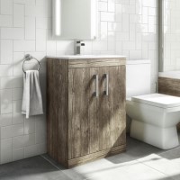 600mm Wood Effect Freestanding Vanity Unit with Basin - Ashford