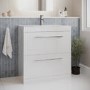 Grade A1 - 800mm White Freestanding Vanity Unit with Basin and Chrome Handles - Ashford