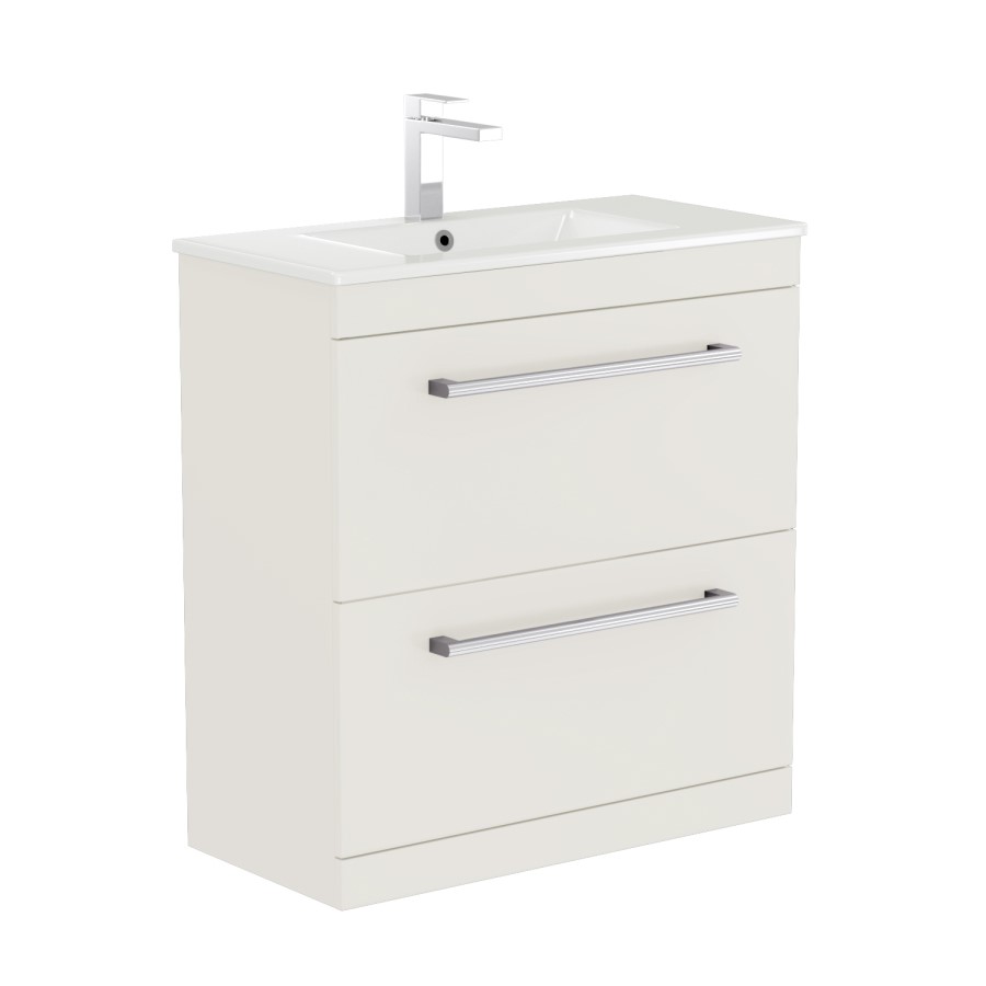 ALMOST PERFECT - 800mm White Freestanding Vanity Unit with Basin and Chrome Handles - Ashford