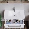 Grade A1 - 800mm White Wall Hung Vanity Unit with Basin and Chrome Handles - Ashford