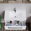 Grade A1 - 800mm White Wall Hung Vanity Unit with Basin and Chrome Handles - Ashford