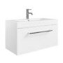 800mm White Wall Hung Vanity Unit with Basin and Chrome Handles - Ashford