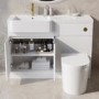 1100mm White Toilet and Sink Unit Left Hand with Round Toilet and Brass Fittings - Bali