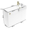 1100mm Black Toilet and Sink Unit Left Hand and Round Toilet with Brass Fittings - Bali