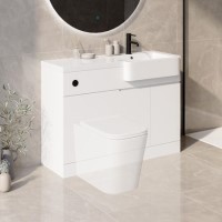 1100mm White Right Hand Toilet and Sink Unit with Black Fittings - Unit & Basin Only - Bali 1100mm White Right Hand Toilet and Sink Unit with Black Fittings - Unit & Basin Only - Bali