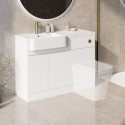 BUN/BeBa_25784/93274 1100mm White Left Hand Toilet and Sink Unit with Brass Fittings - Unit & Basin Only - Bali