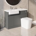 BUN/BeBa_25785/77487 1100mm Grey Left Hand Toilet and Sink Unit with Square Toilet and Chrome Fittings - Bali