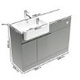Grade A2 - 1100mm Grey Toilet and Sink Unit Left Hand with Round Toilet and Chrome Fittings - Bali