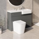 BUN/BeBa_25785/77489 1100mm Grey Right Hand Toilet and Sink Unit with Square Toilet and Chrome Fittings - Bali