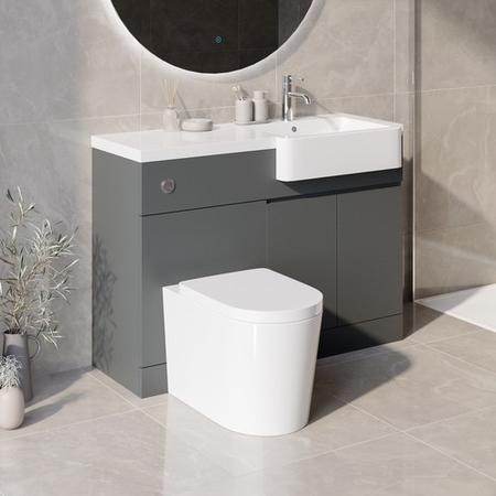 1100mm Grey Toilet And Sink Unit Right Hand With Round Bali Better Bathrooms - What Is Another Word For A Bathroom Vanity Unit With Shower And