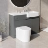 1100mm Grey Toilet and Sink Unit Right Hand with Round Toilet and Chrome Fittings - Bali