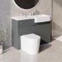 Grade A1 - 1100mm Grey Toilet and Sink Unit Right Hand with Round Toilet and Chrome Fittings - Bali