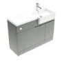 Grade A1 - 1100mm Grey Toilet and Sink Unit Right Hand with Round Toilet and Chrome Fittings - Bali