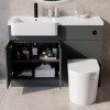 1100mm Grey Toilet and Sink Unit Left Hand with Round Toilet and Black Fittings - Bali