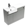 1100mm Grey Toilet and Sink Unit Left Hand with Round Toilet and Black Fittings - Bali