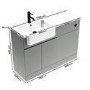 1100mm Grey Left Hand Toilet and Sink Unit with Black Fittings - Unit & Basin Only - Bali