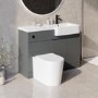 1100mm Grey Toilet and Sink Unit Right Hand with Round Toilet and Black Fittings - Bali
