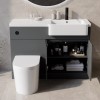 1100mm Grey Toilet and Sink Unit Right Hand with Round Toilet and Black Fittings - Bali