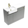 1100mm Grey Toilet and Sink Unit Left Hand with Round Toilet and Brass Fittings - Bali