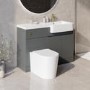 1100mm Grey Toilet and Sink Unit Right Hand with Round Toilet and Brass Fittings - Bali