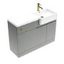 1100mm Grey Toilet and Sink Unit Right Hand with Round Toilet and Brass Fittings - Bali