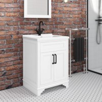 Grade A2 - 600mm White Freestanding Vanity Unit with Basin - Camden